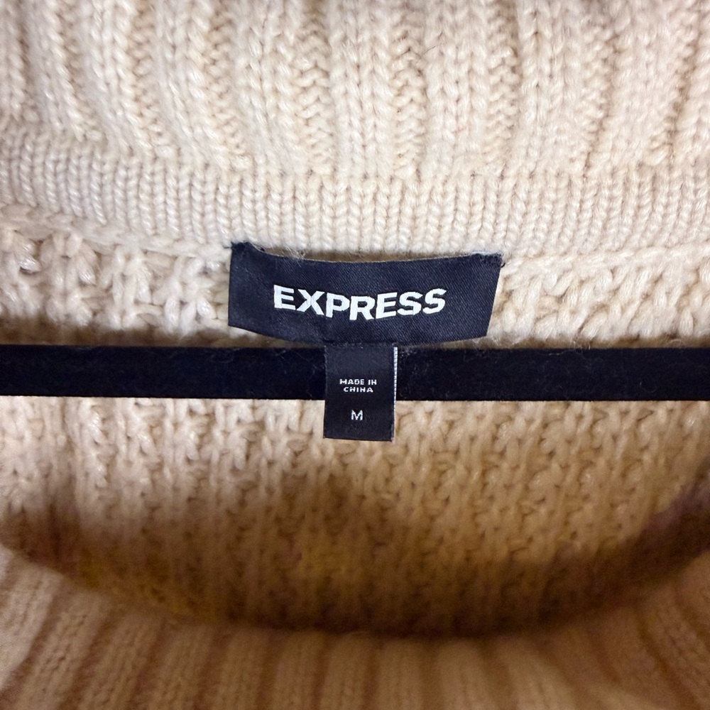 Express Beige Cowl Neck off the shoulder Sweater - Picture 4 of 8